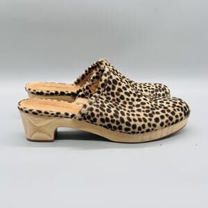 Madewell Shoes Women 9 Brown Leather Ruby Dotted Calf Hair Clogs Slip On Casual